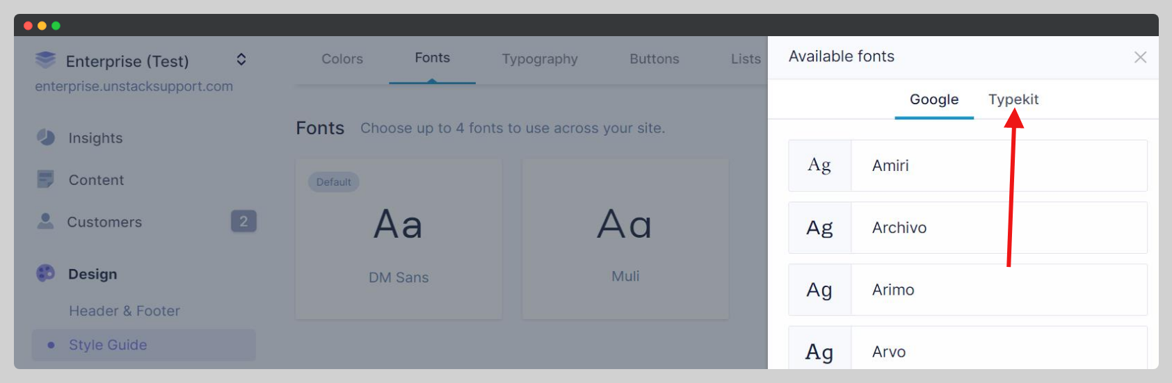 Select Typekit Fonts